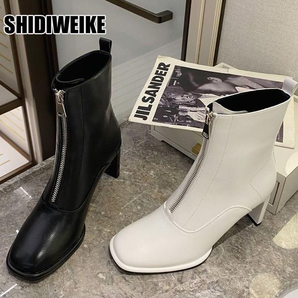 boots woman female british style 2021 autumn winter single square toe front zipper thick heel net red heels, Black
boots woman female british style 2021 autumn winter single square toe front zipper thick heel net red heels, Black