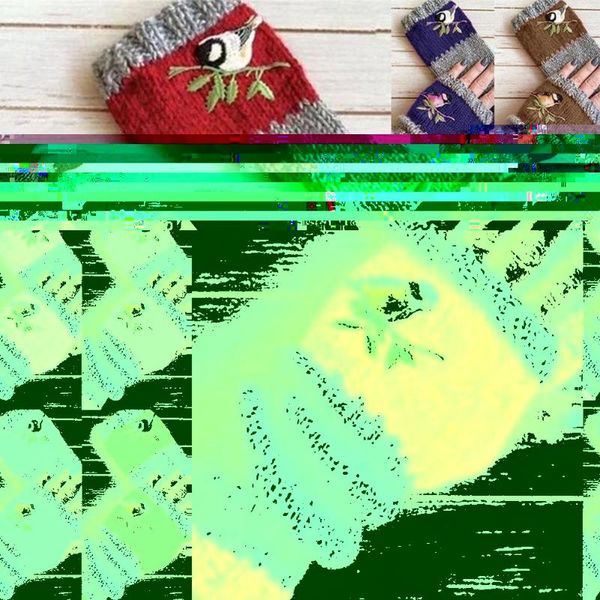 children's mittens embroidery birds gloves wool knitting fingerless women knitted block splice finger glove for girl k0k3, White
children's mittens embroidery birds gloves wool knitting fingerless women knitted block splice finger glove for girl k0k3, White