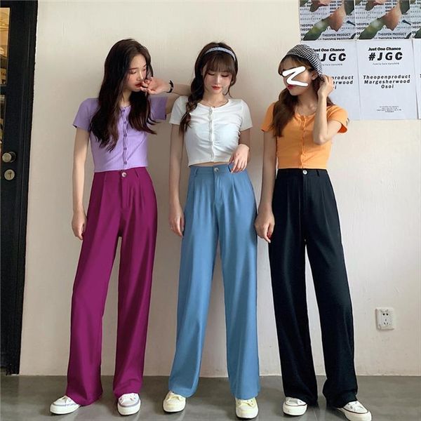 spring summer fashion casual womens pant high waist wide leg office lady elegant suit trousers, Black;white
spring summer fashion casual womens pant high waist wide leg office lady elegant suit trousers, Black;white