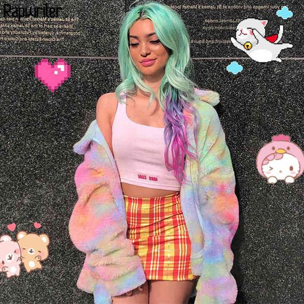 rapwriter tie dye turn-down collar faux fur coat women loose fashion colorful coat female warm overcoat zipper 210415, Black
rapwriter tie dye turn-down collar faux fur coat women loose fashion colorful coat female warm overcoat zipper 210415, Black