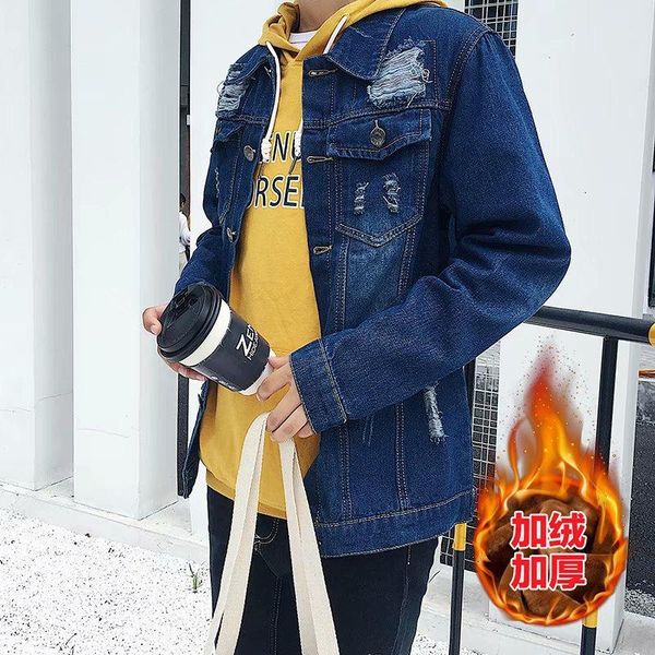men's jackets autumn and winter 2021 fashion teenagers plus velvet thick denim jacket korean youth trend loose brand tooling clothes, Black;brown
men's jackets autumn and winter 2021 fashion teenagers plus velvet thick denim jacket korean youth trend loose brand tooling clothes, Black;brown