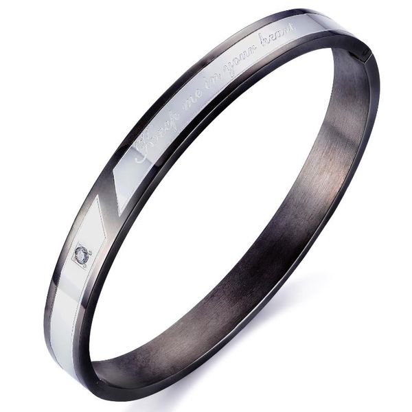 bangle couple bracelet crystal stainless steel keep me in your heart women men hands jewelry, Black
bangle couple bracelet crystal stainless steel keep me in your heart women men hands jewelry, Black