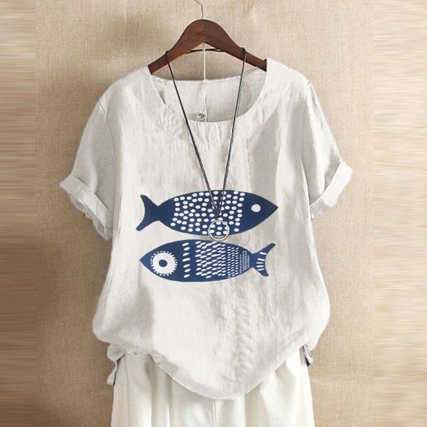 women's t-shirt 2021 women graphic fish cartoon fashion print female t shirts retro cotton and linen streetwear o-neck clothes, White
women's t-shirt 2021 women graphic fish cartoon fashion print female t shirts retro cotton and linen streetwear o-neck clothes, White