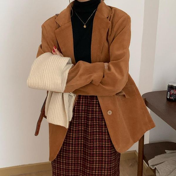 hzirip ol notched vintage solid corduroy blazer jacket 2021 autumn winter commuting formal women blazers suit coat female women's suits, White;black
hzirip ol notched vintage solid corduroy blazer jacket 2021 autumn winter commuting formal women blazers suit coat female women's suits, White;black