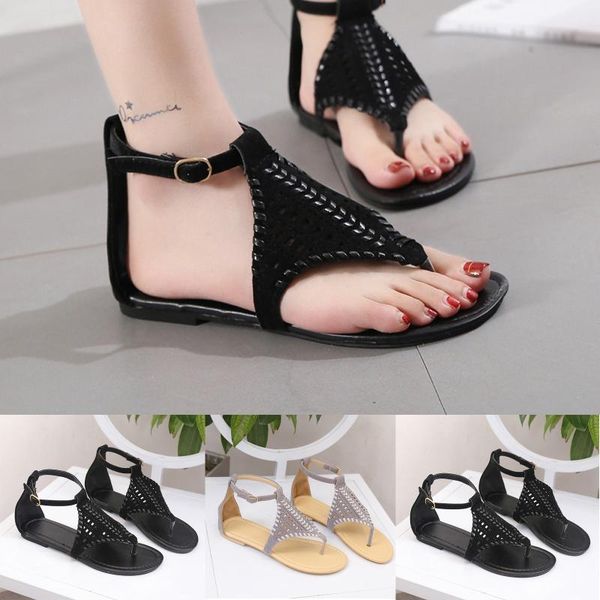 vintage women sandals summer ladies fashion casual breathable hollow woven buckle strap flat slippers plus size mujer, Black
vintage women sandals summer ladies fashion casual breathable hollow woven buckle strap flat slippers plus size mujer, Black