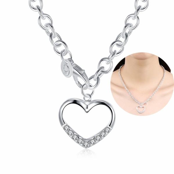 silver rolo chain hanging hollow heart pendant necklace inlaid stone zircon jewelry plated 18inch long necklaces
silver rolo chain hanging hollow heart pendant necklace inlaid stone zircon jewelry plated 18inch long necklaces