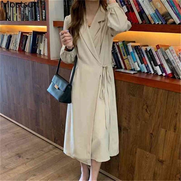 autumn korean vintage suit dress women long sleeve notched collar belted stylish dresses elegant ladies vestidos 210513, Black;gray
autumn korean vintage suit dress women long sleeve notched collar belted stylish dresses elegant ladies vestidos 210513, Black;gray