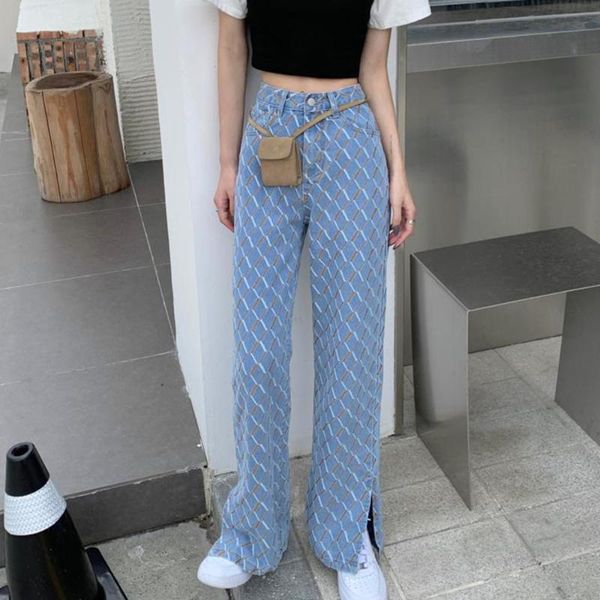women's jeans casual y2k woman straight high waist pants plaid fashion long denim trousers streetwear wide leg, Blue
women's jeans casual y2k woman straight high waist pants plaid fashion long denim trousers streetwear wide leg, Blue