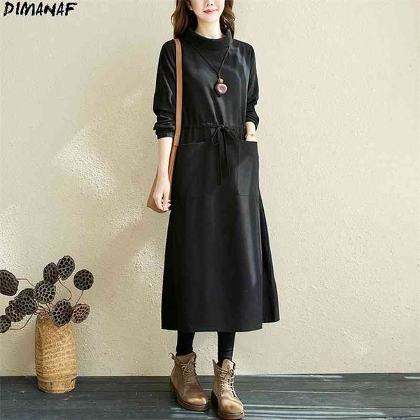 plus size women dress cotton turtleneck solid basic belt long autumn female loose show thin vintage casual dresses 210531, Black;gray
plus size women dress cotton turtleneck solid basic belt long autumn female loose show thin vintage casual dresses 210531, Black;gray