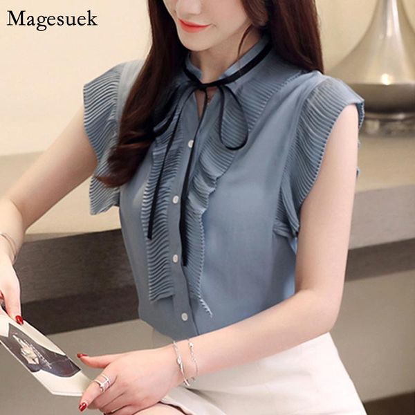 women's blouses & shirts korean sleeveless loose plus size women solid office lady summer casual female ruffled chiffon blouse 9863, White
women's blouses & shirts korean sleeveless loose plus size women solid office lady summer casual female ruffled chiffon blouse 9863, White
