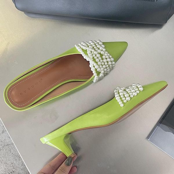 designer women green white low heels slides mules female kitten pearls slippers flip flops beach shoes, Black
designer women green white low heels slides mules female kitten pearls slippers flip flops beach shoes, Black