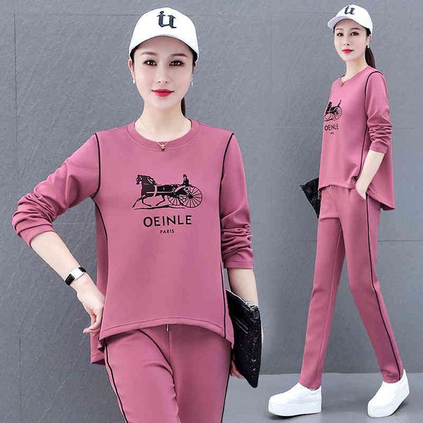 casual sweater women's spring and autumn 2021 new korean version loose large foreign style aging mother sports two-piece set, Gray
casual sweater women's spring and autumn 2021 new korean version loose large foreign style aging mother sports two-piece set, Gray