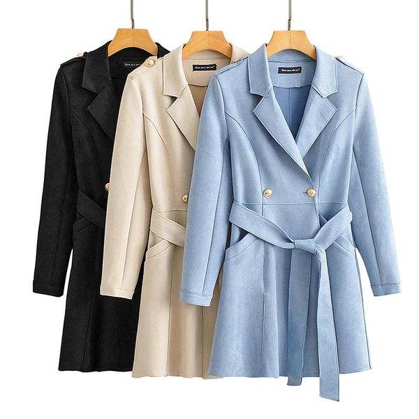 women's trench coats lapel long sleeve with belt temperament fashion coat, Tan;black
women's trench coats lapel long sleeve with belt temperament fashion coat, Tan;black