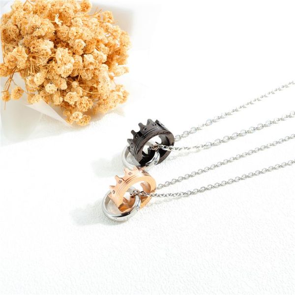 pendant necklaces his queen her king titanium steel lover black rose golden necklace diamond embed crown valentine day present g342, Silver
pendant necklaces his queen her king titanium steel lover black rose golden necklace diamond embed crown valentine day present g342, Silver