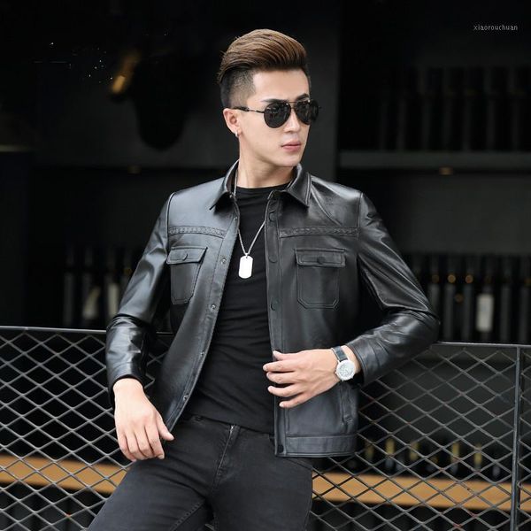 men's leather & faux genuine bomber jacket men sheepskin coats short slim motocycle outwear plus size 1705 mf418, Black
men's leather & faux genuine bomber jacket men sheepskin coats short slim motocycle outwear plus size 1705 mf418, Black
