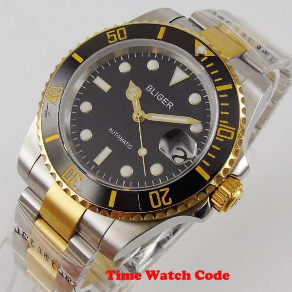 wristwatches 40mm mechanical automatic movement golden men's wristwatch black dial sapphire date indicator luminous roating bezel, Slivery;brown
wristwatches 40mm mechanical automatic movement golden men's wristwatch black dial sapphire date indicator luminous roating bezel, Slivery;brown