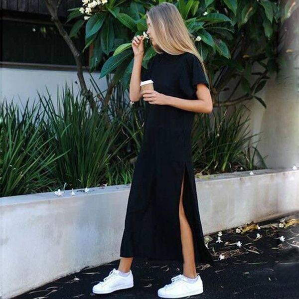 summer cotton long plus size women dress slit casual maxi t shirt girls o neck short sleeve slim black, Black;gray
summer cotton long plus size women dress slit casual maxi t shirt girls o neck short sleeve slim black, Black;gray