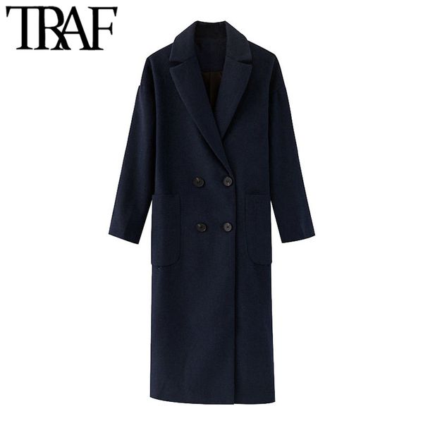 traf women fashion office wear double breasted woolen coat vintage long sleeve pockets female outerwear chic overcoat 210415, Black
traf women fashion office wear double breasted woolen coat vintage long sleeve pockets female outerwear chic overcoat 210415, Black