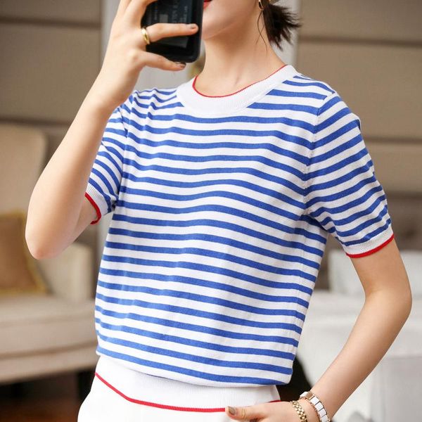 women's t-shirt classic striped women 2021 summer wild t-shirts female basic loose fashion o-neck short sleeve bottoming soft beach, White
women's t-shirt classic striped women 2021 summer wild t-shirts female basic loose fashion o-neck short sleeve bottoming soft beach, White