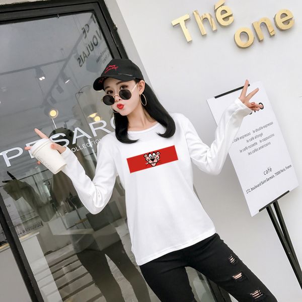 tees & women's autumn and winter long sve pink leopard cartoon printing tide brand bottom shirt, White
tees & women's autumn and winter long sve pink leopard cartoon printing tide brand bottom shirt, White