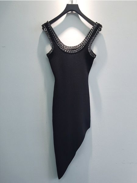 dress women's black sling dresses sleeveless irregular stretch chain v-neck dress, Black;gray
dress women's black sling dresses sleeveless irregular stretch chain v-neck dress, Black;gray
