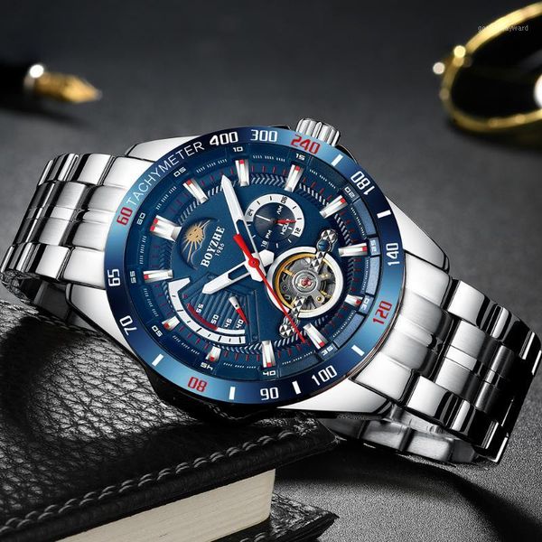 men's watches boyzhe men automatic mechanical watch fashion sport tourbillon moon phase full steel for wristwatches, Slivery;brown
men's watches boyzhe men automatic mechanical watch fashion sport tourbillon moon phase full steel for wristwatches, Slivery;brown