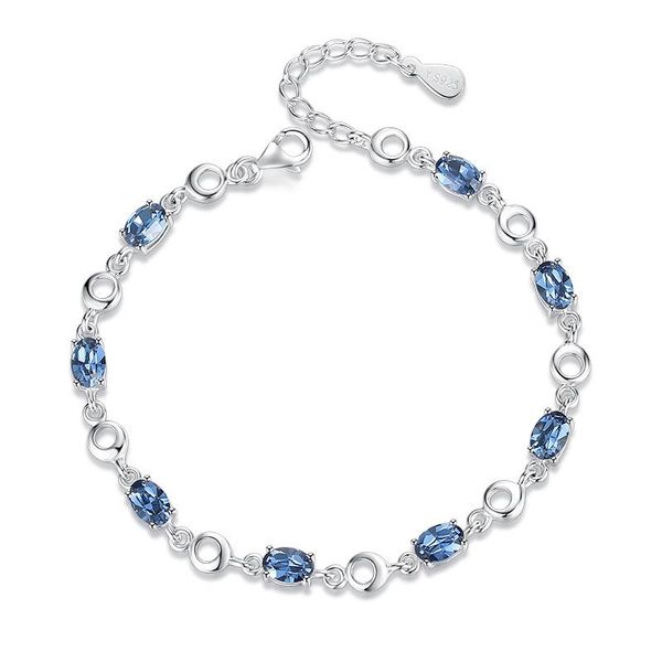 link, chain s925 sterling silver color bracelet for women blue saphire z crystal gem stone charms link bangles pulsera para mujer, Black
link, chain s925 sterling silver color bracelet for women blue saphire z crystal gem stone charms link bangles pulsera para mujer, Black