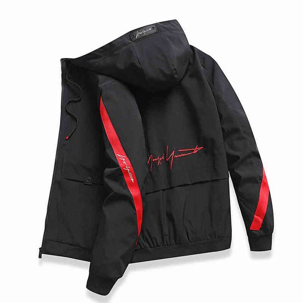 2020 spring and autumn hooded et casual street slim windbreaker ets men men's clothing 4xl, Black