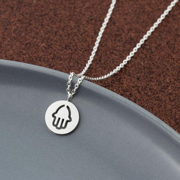 attract round metal tag pendant necklace stainless steel hamsa hand necklaces for women men link chain jewellery, Silver
attract round metal tag pendant necklace stainless steel hamsa hand necklaces for women men link chain jewellery, Silver