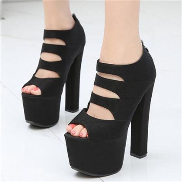 dress shoes 17cm thick high heels women sandals waterproof female platform summer flock slip on zip peep toe party wedding woman, Black
dress shoes 17cm thick high heels women sandals waterproof female platform summer flock slip on zip peep toe party wedding woman, Black