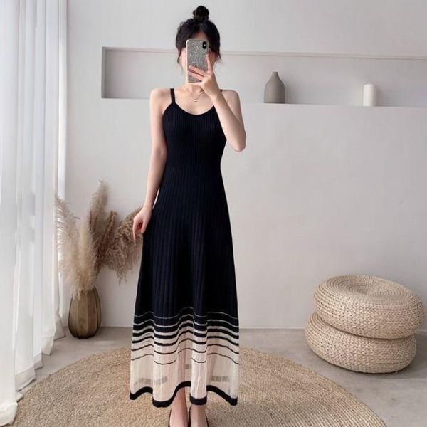 women spaghetti strap sleeveless knitted dress summer fashion ice silk party casual sling dresses, Black;gray
women spaghetti strap sleeveless knitted dress summer fashion ice silk party casual sling dresses, Black;gray
