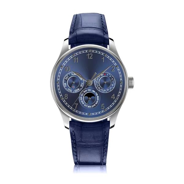 new perpetual calendar automatic mechanical watch 42mm iw344205 white dial moon phase silver watch blue leather strap portugal requin brand, Slivery;brown
new perpetual calendar automatic mechanical watch 42mm iw344205 white dial moon phase silver watch blue leather strap portugal requin brand, Slivery;brown