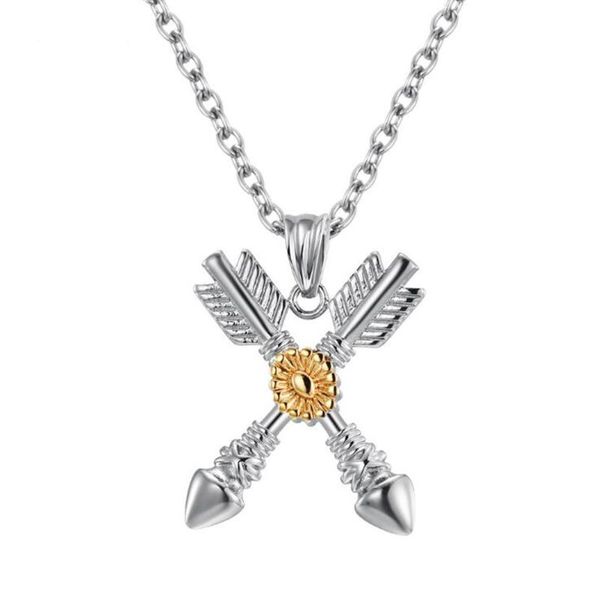 stainless steel double arrow gold sun flower pendant necklace vintage necklaces jewelry gift for men, Silver
stainless steel double arrow gold sun flower pendant necklace vintage necklaces jewelry gift for men, Silver