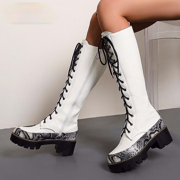 arrival brand boots women lace up round toe platform knee high fashion serpentine womens female, Black
arrival brand boots women lace up round toe platform knee high fashion serpentine womens female, Black