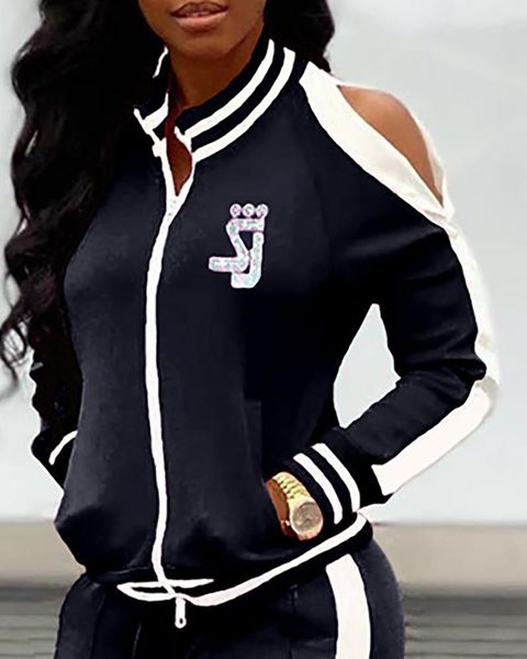 female spring casual two piece set tracksuit women cold shoulder side stripe & pant sets jogging femme set outfits mujer 210415, White
female spring casual two piece set tracksuit women cold shoulder side stripe & pant sets jogging femme set outfits mujer 210415, White