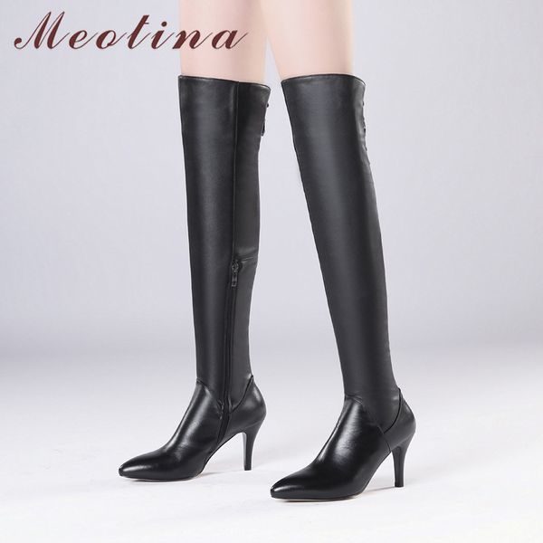 meotina over the knee boots women shoes genuine leather high heel long boots pointed toe thin heels rivet zip lady boots winter 210520, Black
meotina over the knee boots women shoes genuine leather high heel long boots pointed toe thin heels rivet zip lady boots winter 210520, Black