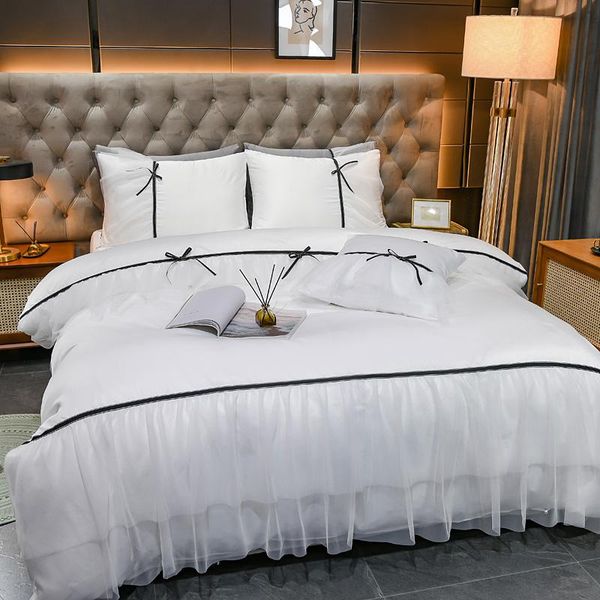 bedding sets summer ice silk quilt cover four white ins princess wind lace fairy washed sheets on the bed. 4
bedding sets summer ice silk quilt cover four white ins princess wind lace fairy washed sheets on the bed. 4