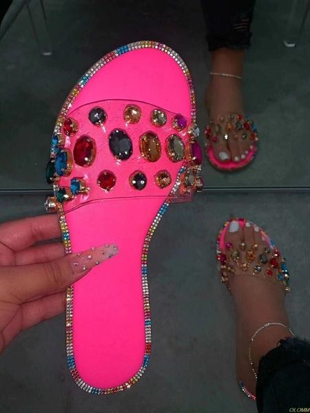 spring and summer explosion gemstone rhinestones flashing sandals comfortable wild diamond slippers, Black
spring and summer explosion gemstone rhinestones flashing sandals comfortable wild diamond slippers, Black