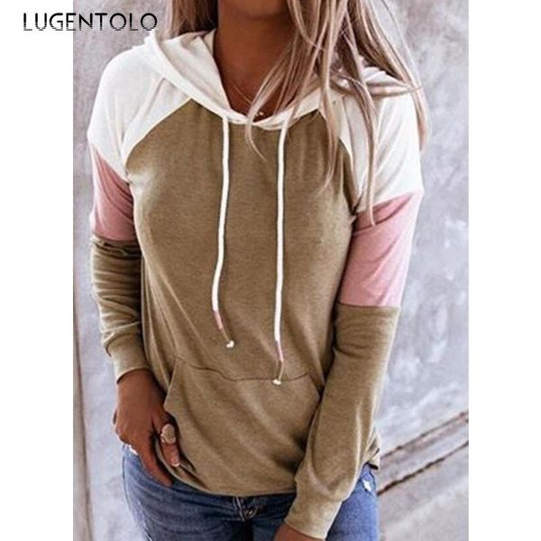 women's hoodies & sweatshirts lugentolo women hooded long-sleeved patchwork color block casual fashion pocket female loose, Black
women's hoodies & sweatshirts lugentolo women hooded long-sleeved patchwork color block casual fashion pocket female loose, Black