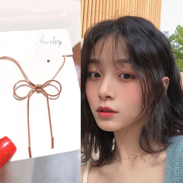 chains bow necklace female net red temperament rose gold titanium steel colorfast clavicle chain ins cold style pendant, Silver
chains bow necklace female net red temperament rose gold titanium steel colorfast clavicle chain ins cold style pendant, Silver