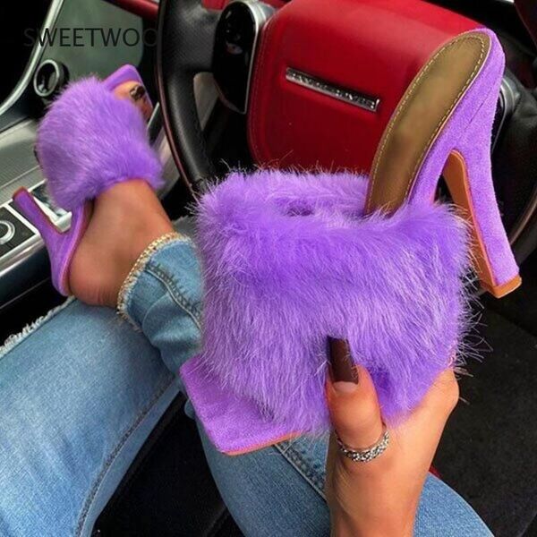 dress shoes summer ladies high heels fluffy faux fur pure color stiletto open toe elegant fashion women's female trend, Black
dress shoes summer ladies high heels fluffy faux fur pure color stiletto open toe elegant fashion women's female trend, Black