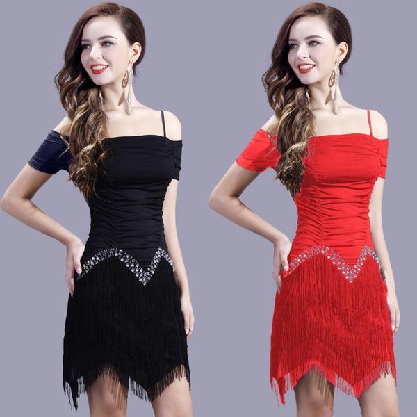 stage wear tassel women latin dance dress samba costume salsa costumes ballroom, Black;red
stage wear tassel women latin dance dress samba costume salsa costumes ballroom, Black;red