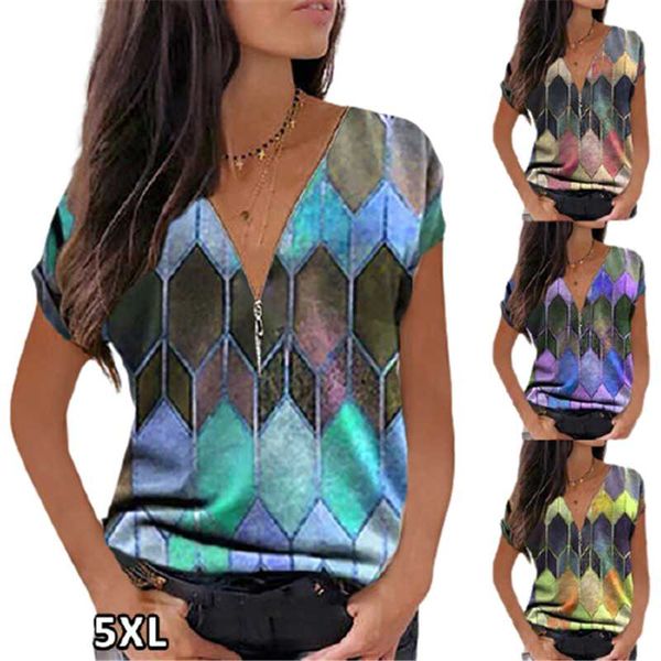 plus size fashion women zipper v neck t shirt summer casual loose geometric print short sleeve ladies tees streetwear women's t-shirt, White
plus size fashion women zipper v neck t shirt summer casual loose geometric print short sleeve ladies tees streetwear women's t-shirt, White