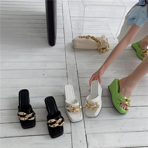dress shoes summer flip flops slope heel slippers 2021 ladies fashion casual metal women sandals, Black
dress shoes summer flip flops slope heel slippers 2021 ladies fashion casual metal women sandals, Black