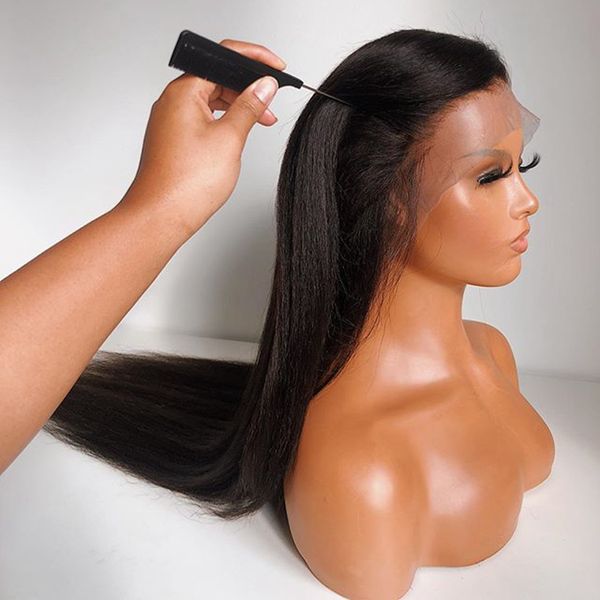 kinky straight 180 density black color yaki lace front wig for black women with babyhair glueless long natural hairline preplucked daily wea, Black;brown
kinky straight 180 density black color yaki lace front wig for black women with babyhair glueless long natural hairline preplucked daily wea, Black;brown