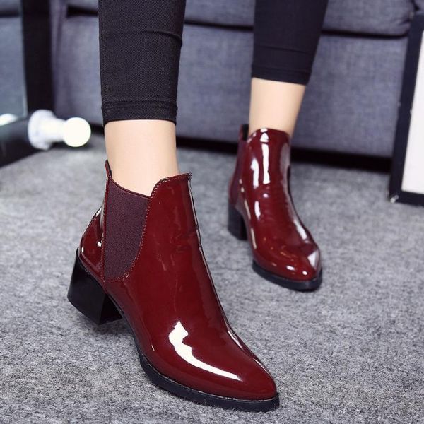 boots arrival fashion shoes women elasticated patent leather ankle pointed low heel female sexy, Black
boots arrival fashion shoes women elasticated patent leather ankle pointed low heel female sexy, Black