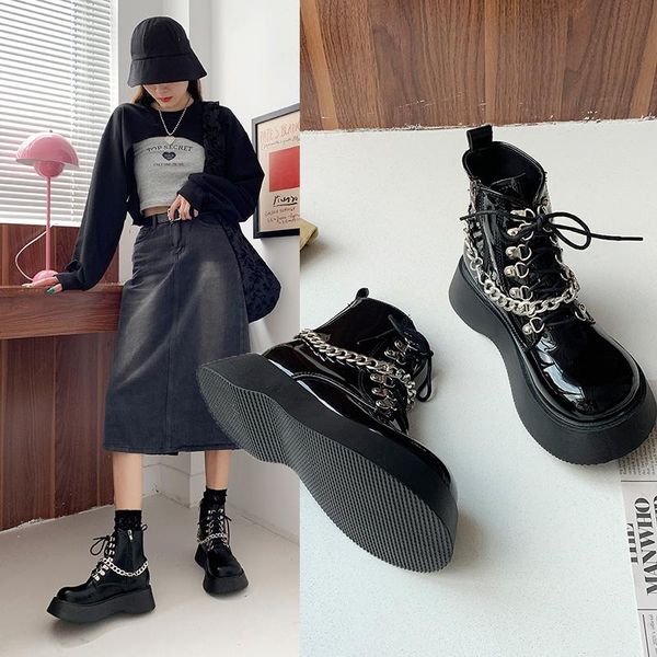 boots shoes med heel round toe lace up boots-women flat autumn ladies rock 2021 rubber summer ankle lolita pu cross-tied basic l, Black
boots shoes med heel round toe lace up boots-women flat autumn ladies rock 2021 rubber summer ankle lolita pu cross-tied basic l, Black