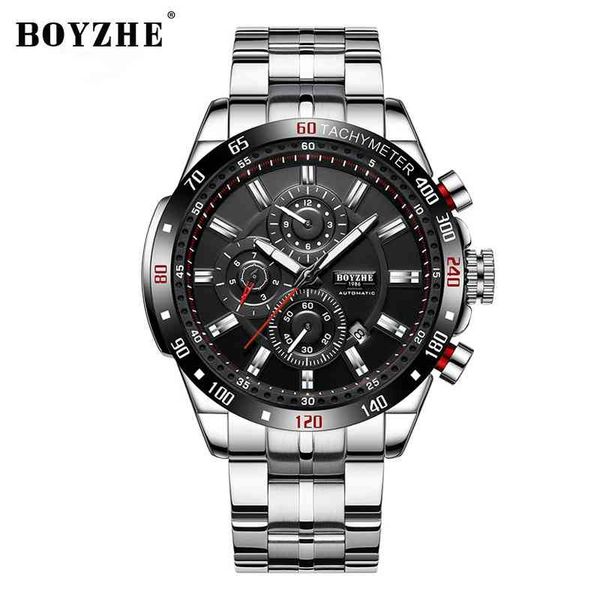 stainless steel strap noctilucent boyzhe brand swiss automatic mechanical watch waterproof fashion sports men's, Silver
stainless steel strap noctilucent boyzhe brand swiss automatic mechanical watch waterproof fashion sports men's, Silver