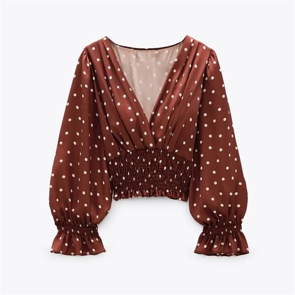 red polka dot crop women fashion wrap v neck long puff sleeve ruffle blouse vintage elastic hem casual ladies 210519, White
red polka dot crop women fashion wrap v neck long puff sleeve ruffle blouse vintage elastic hem casual ladies 210519, White