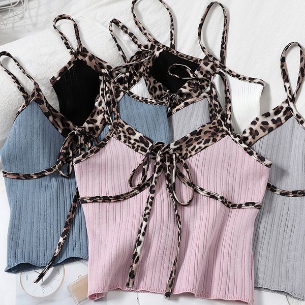 summer sweet short slim leopard vintage small vest women camis korean bow knit camisole womens clothing tank 210420, White
summer sweet short slim leopard vintage small vest women camis korean bow knit camisole womens clothing tank 210420, White